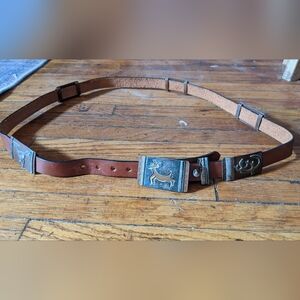 Southwestern Belt Brown Leather Silver Turquoise Large
